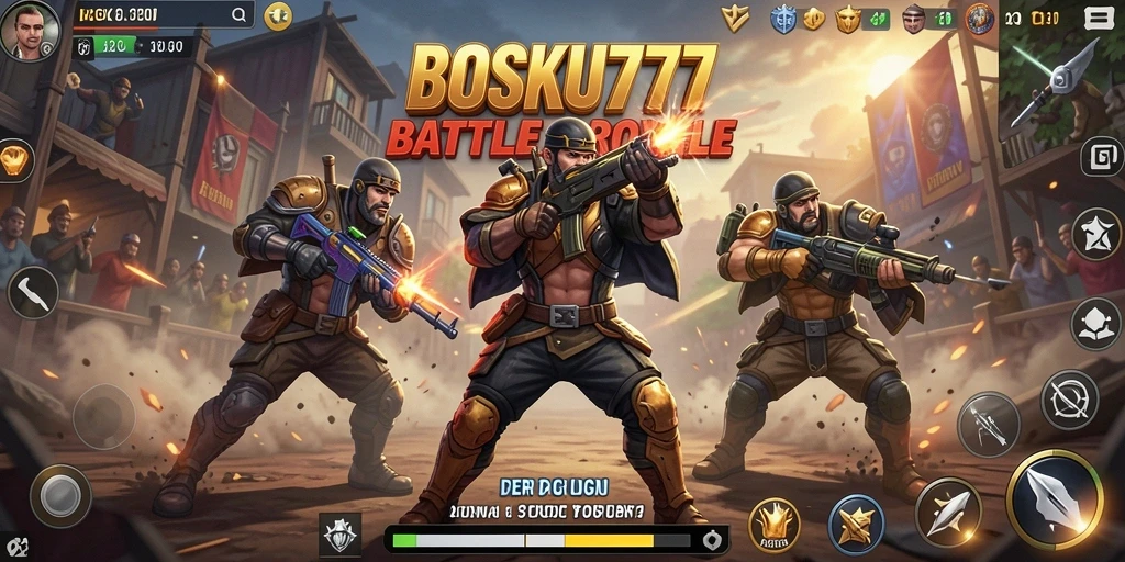 Gameplay BOSKU777 yang mengasyikkan di arena Battle Royale.