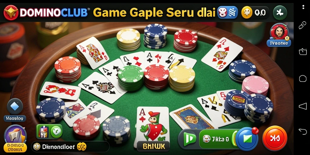 Tampilan gameplay seru di DOMINOCLUB saat bermain Gaple.