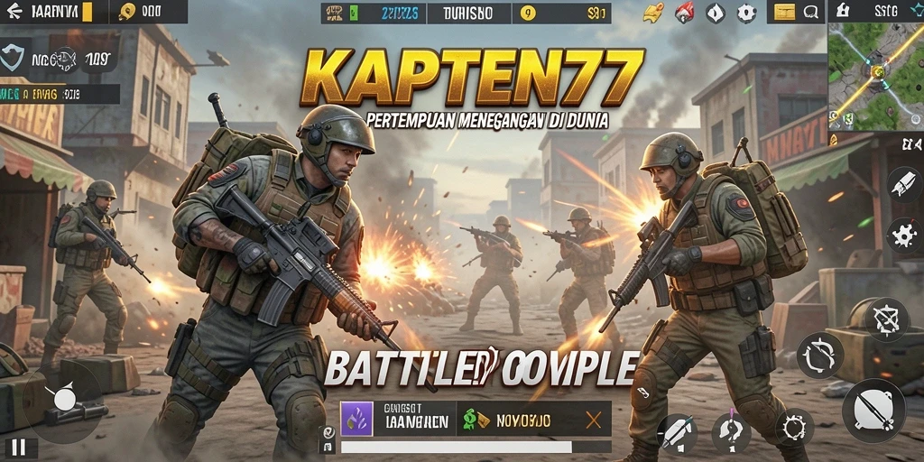Tampilkan pertempuran intens dalam gameplay KAPTEN77 yang seru.
