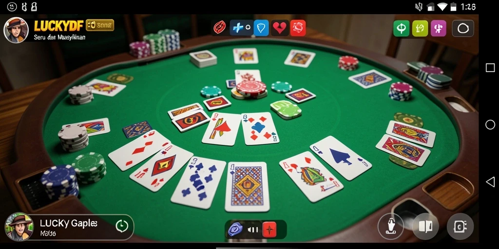 Screenshot LUCKYDF menampilkan gameplay Gaple yang seru dan interaktif.