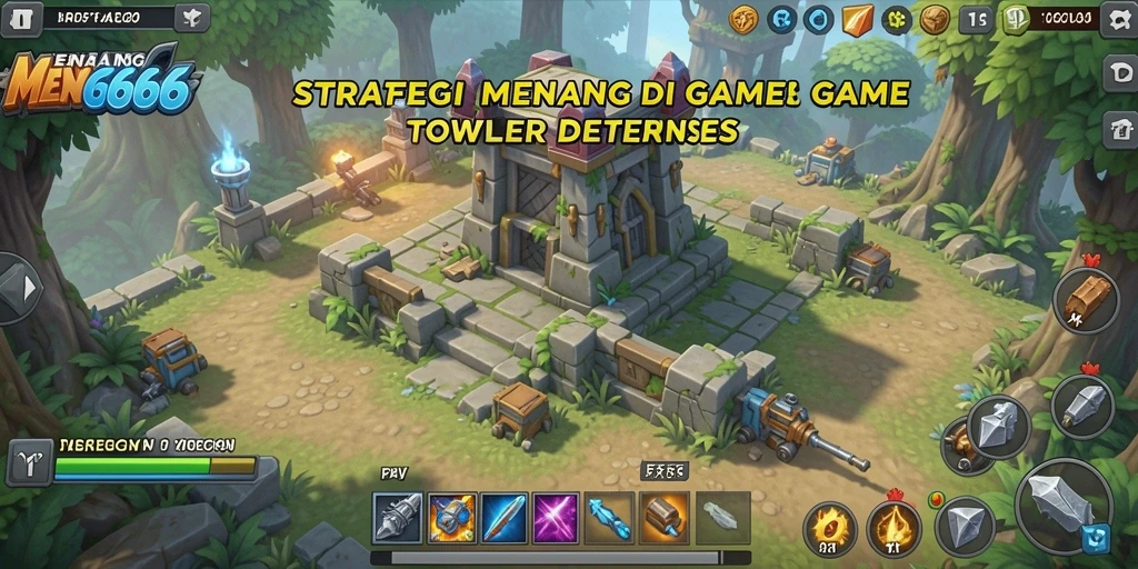 Tampilan menara dan musuh dalam gameplay MENANG666 yang mendebarkan.