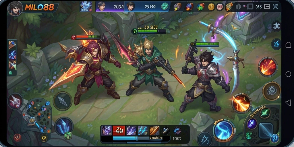 Tampilan gameplay seru dari MILO88 di arena MOBA.